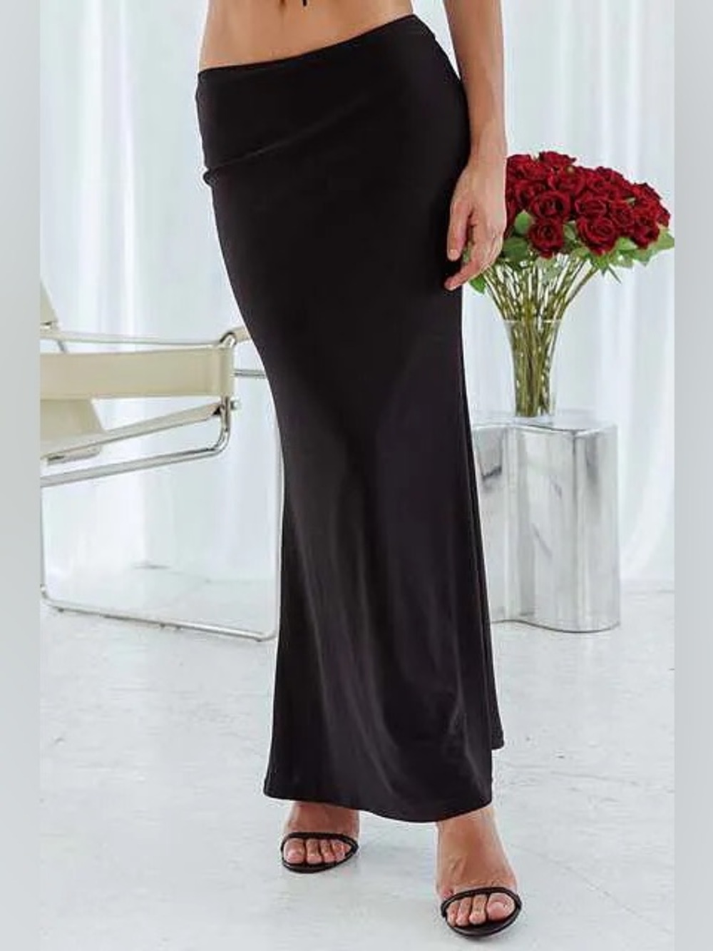 NWT Selfie Leslie Black Maxi Slip Skirt